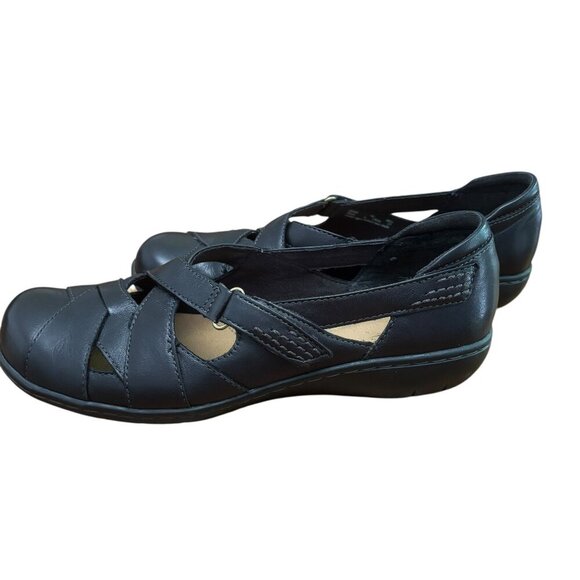 CLARKS Bendables Ashland Flats Black Womens Size 7 Medium Leather Upper EUC - Picture 3 of 8